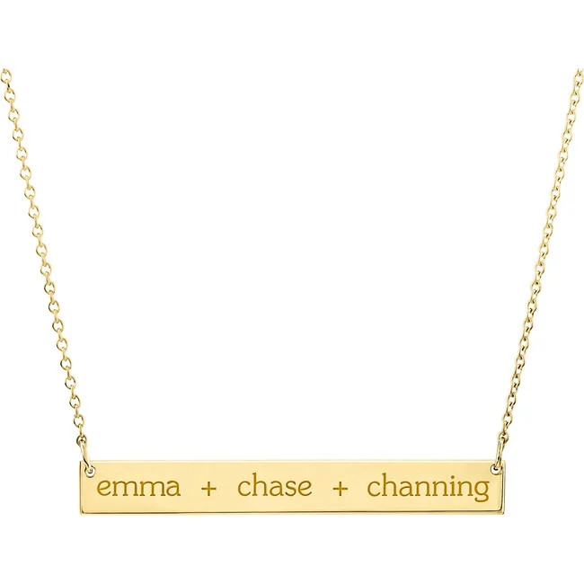 Tiny Tags | Engravable (Gold Skinny Bar Necklace, One Size) | Maisonette | Maisonette