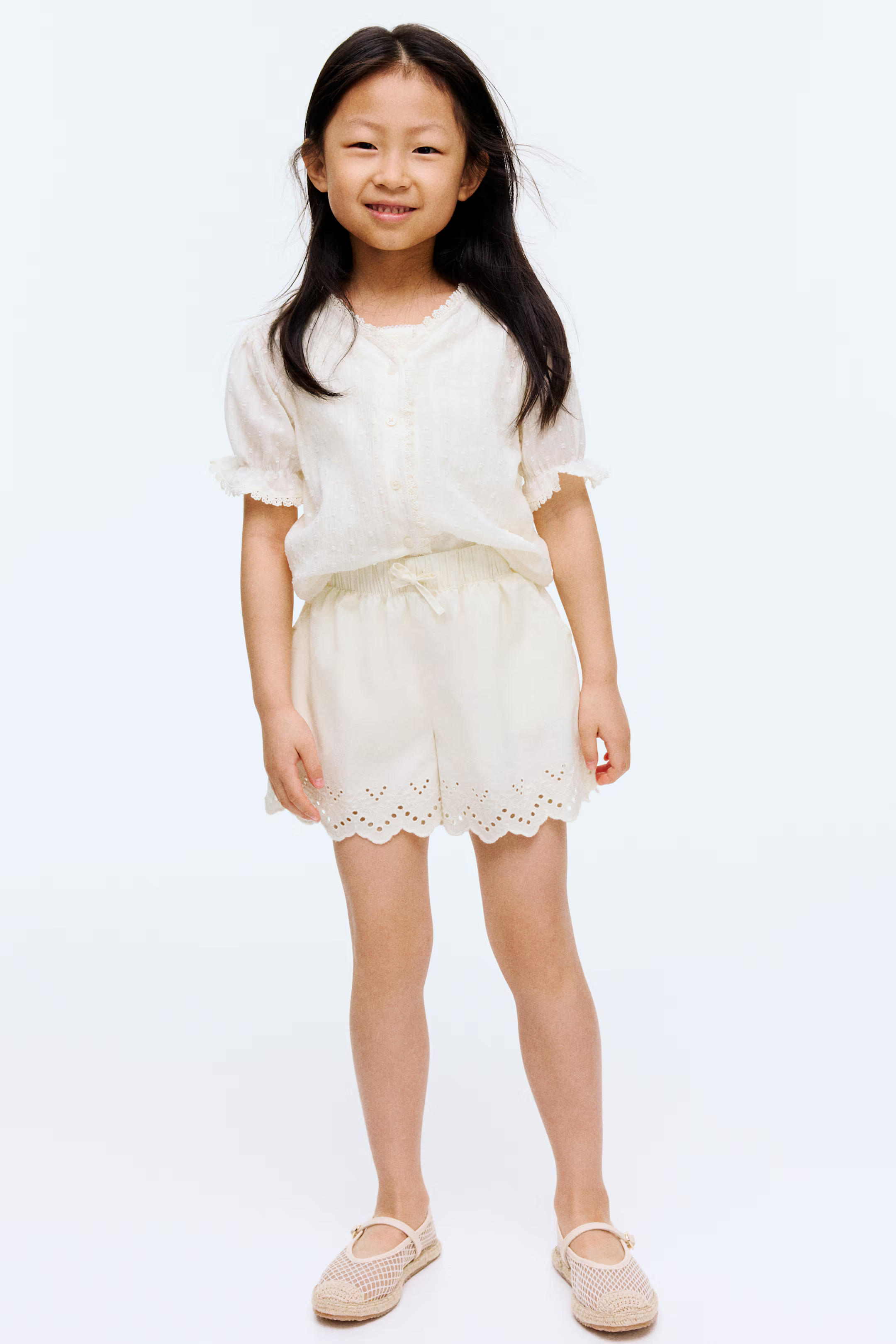 Cotton Shorts with Eyelet Embroidery | H&M (US + CA)