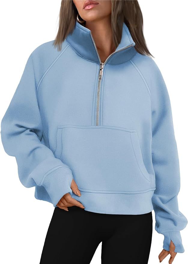 AUTOMET Womens Sweatshirts Half Zip Cropped Pullover Fleece Quarter Zipper Hoodies Fall outfits C... | Amazon (US)