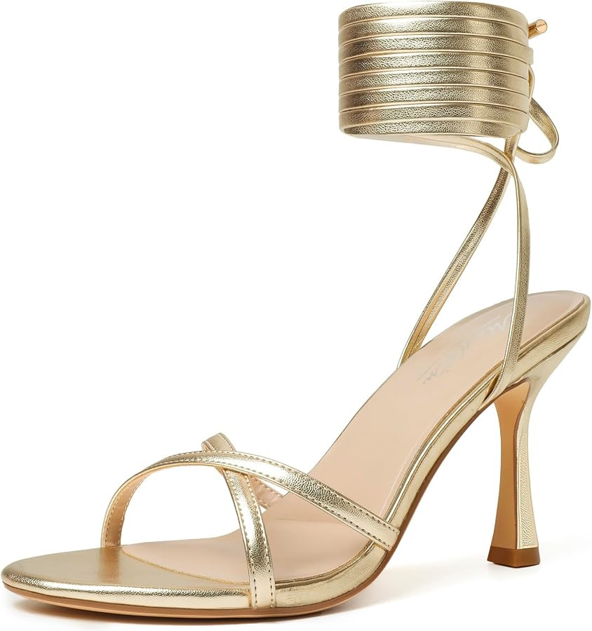 Mostrin Womens Sandals Strappy Heels for Women Lace Up Square Open Toe Heels Tie Up High Heeled S... | Amazon (US)