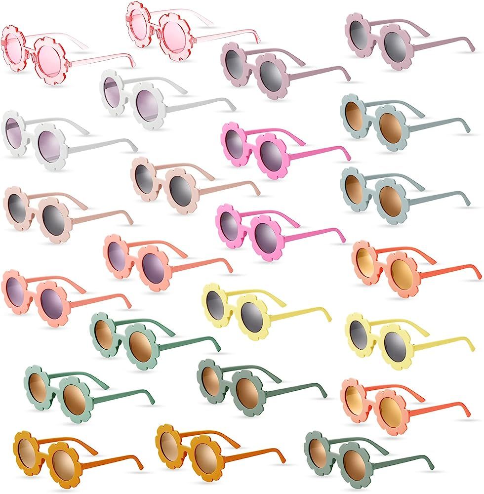 24 Pair Kids Round Flower Sunglasses Flower Shaped Sunglasses Cute Baby Sunglasses Colorful Toddler  | Amazon (US)