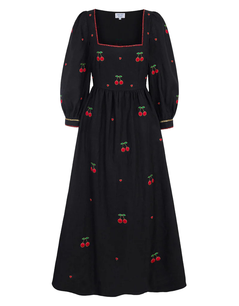 Cherry Embroidery Polly Dress | Over The Moon