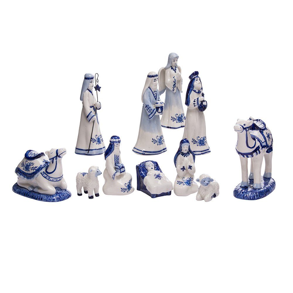 Kurt Adler 1.97-Inch by 6.7-Inch Porcelain Delft Blue 11-Piece Nativity Set | Amazon (US)