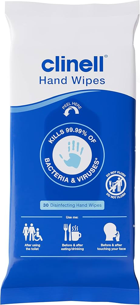 Clinell Antimicrobial Hand Wipes - Sanitising for Cleaning & Disinfecting, Travel-Friendly - Derm... | Amazon (UK)