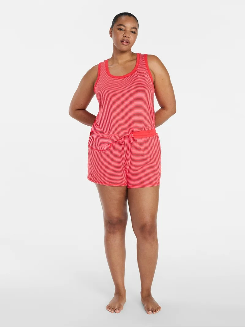 Joyspun Women's Cozy Lounge Collection Hacci Knit Tank Top and Shorts Pajama Set, 2-Piece, Sizes ... | Walmart (US)