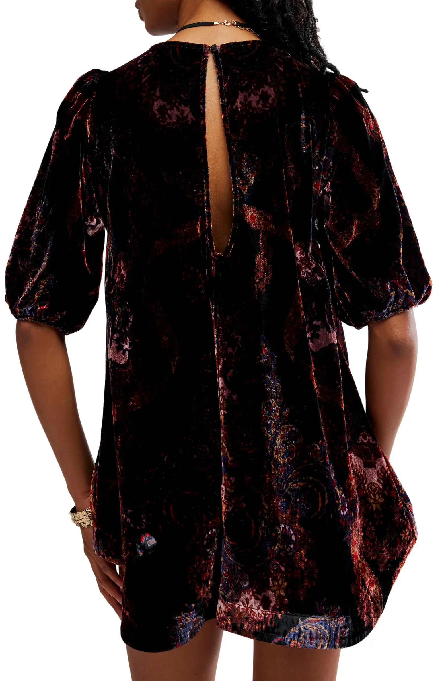 Maye Print Puff Sleeve Velvet Tunic Top | Nordstrom