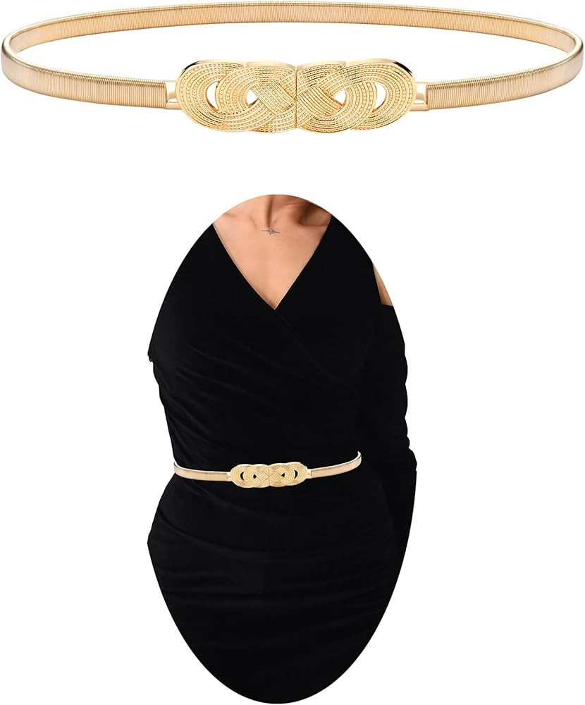 onenine Gold belt for women's dress,elastic pendant chain belt,gold chain belt, Gold & Silve | Amazon (US)