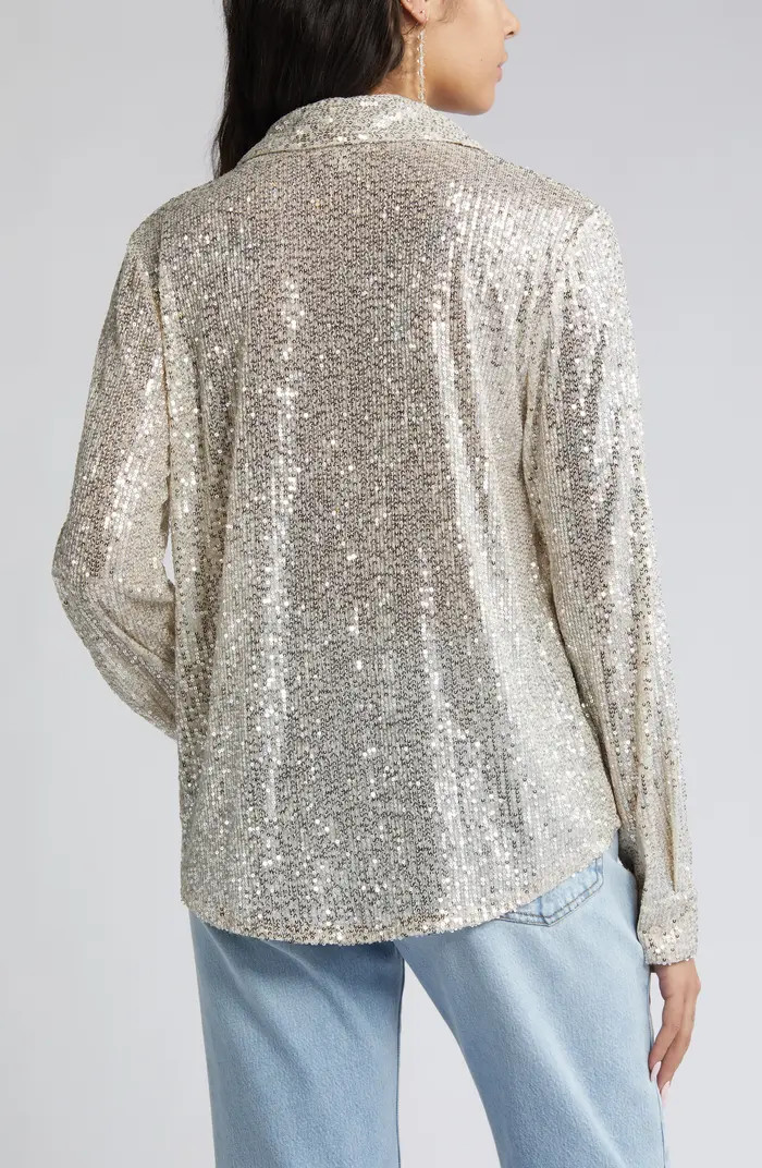 Sequin Button-Up Shirt | Nordstrom