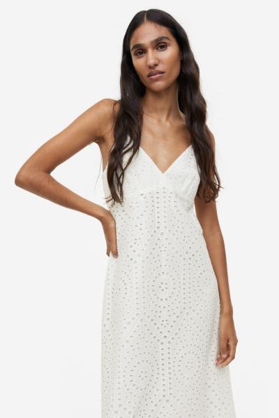 Dress with Eyelet Embroidery, H&M White Dress, White Summer Dress, July 4th Outfit, H&M OOTD, H&M  | H&M (US + CA)