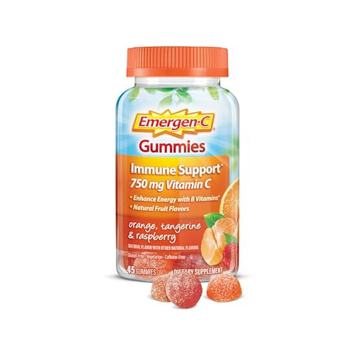 Emergen-C 750mg Vitamin C Gummies for Adults, Immunity Gummies with B Vitamins, Gluten Free, Orange, Tangerine and Raspberry Flavors - 45 Count | Amazon (US)
