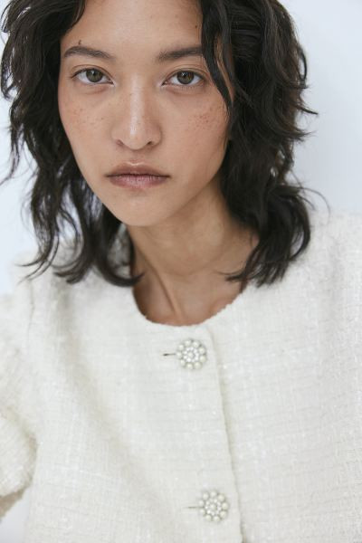 Bead-detail jacket - Cream - Ladies | H&M GB | H&M (UK, MY, IN, SG, PH, TW, HK)