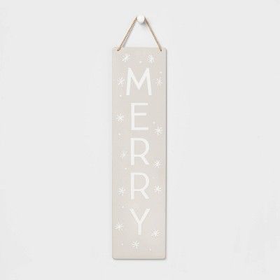 Long Metal Hanging Merry Sign White - Wondershop™ | Target