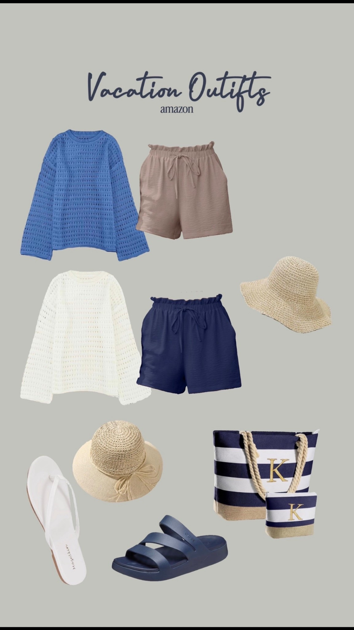 Vacation outfit ideas featuring lightweight knit tops, relaxed shorts, straw hats, tote bags, and comfortable sandals. These affordable Amazon vacation outfits are perfect for beach trips, resort wear, cruises, and travel days. Easy to pack, breathable, and cute for warm weather. 

#VacationOutfits #ResortWear
#AmazonFashion #BeachStyle #TravelOutfits #SummerStyle #CruiseStyle #LTKFindsUnder50 

#LTKTravel #LTKootd #LTKOver40