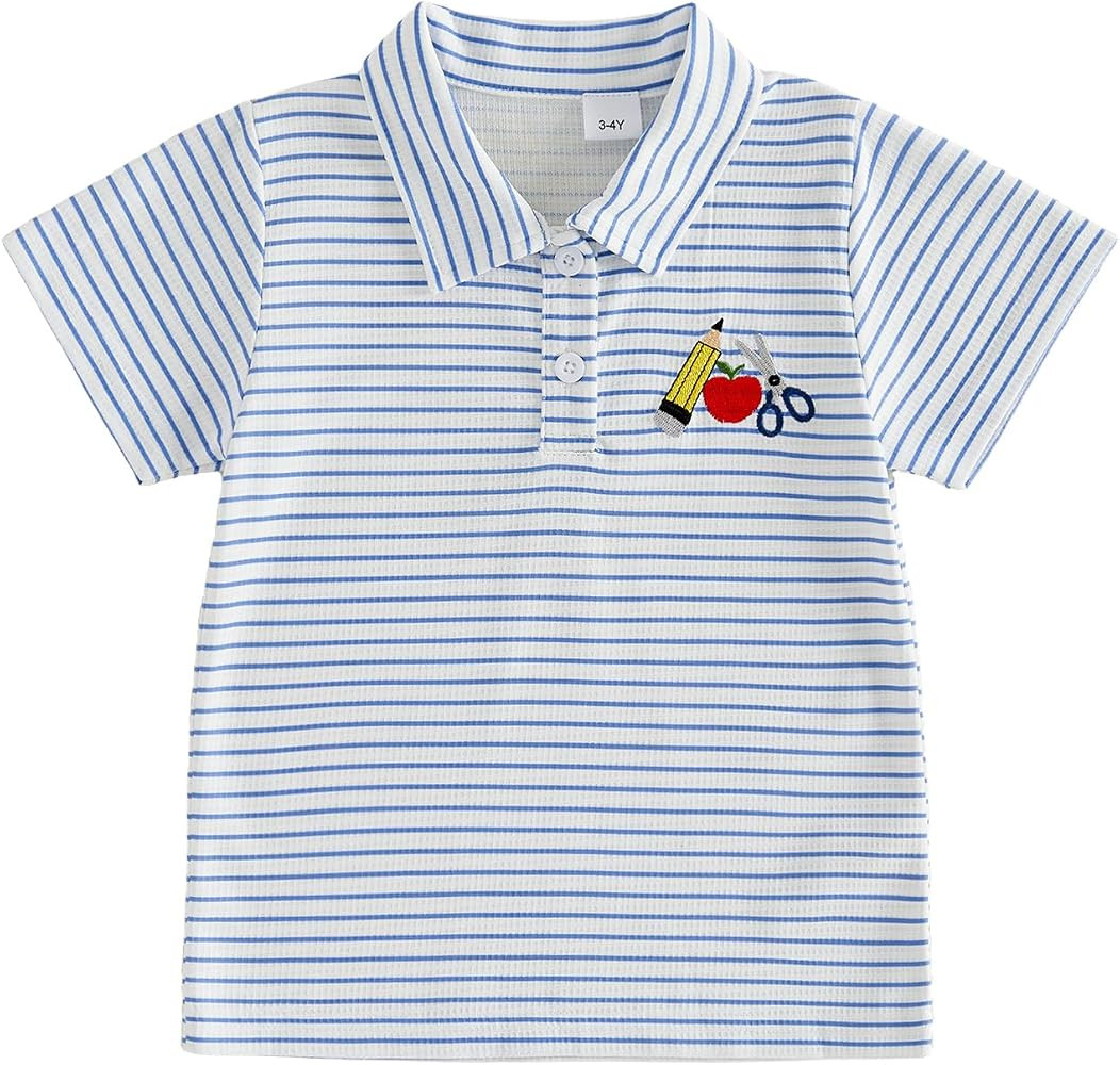 Toddler Boy Back to School Outfits Polo Shirt Summer Clothes | Amazon (US)