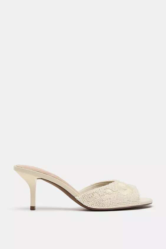 BEADED HEEL MULE SANDALS | Zara US