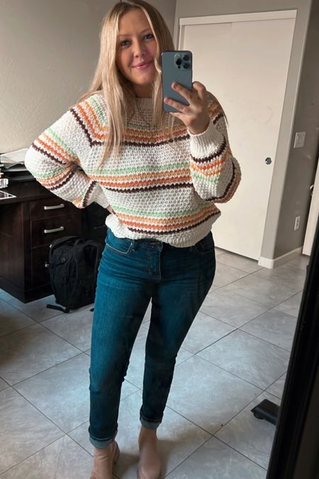 Rip Curl Stripped Sweater on sale for $47! 
Skinny Jeans are Jag brand, super comfortable and worth the price.

#LTKGiftGuide #LTKstyletip #LTKworkwear