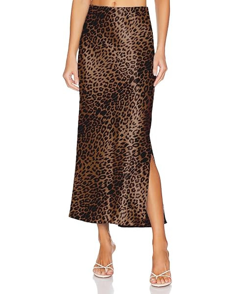 Womens Satin Silk Maxi Skirts Drawstring Flared Casual A-Line Long Skirt for Women | Amazon (US)