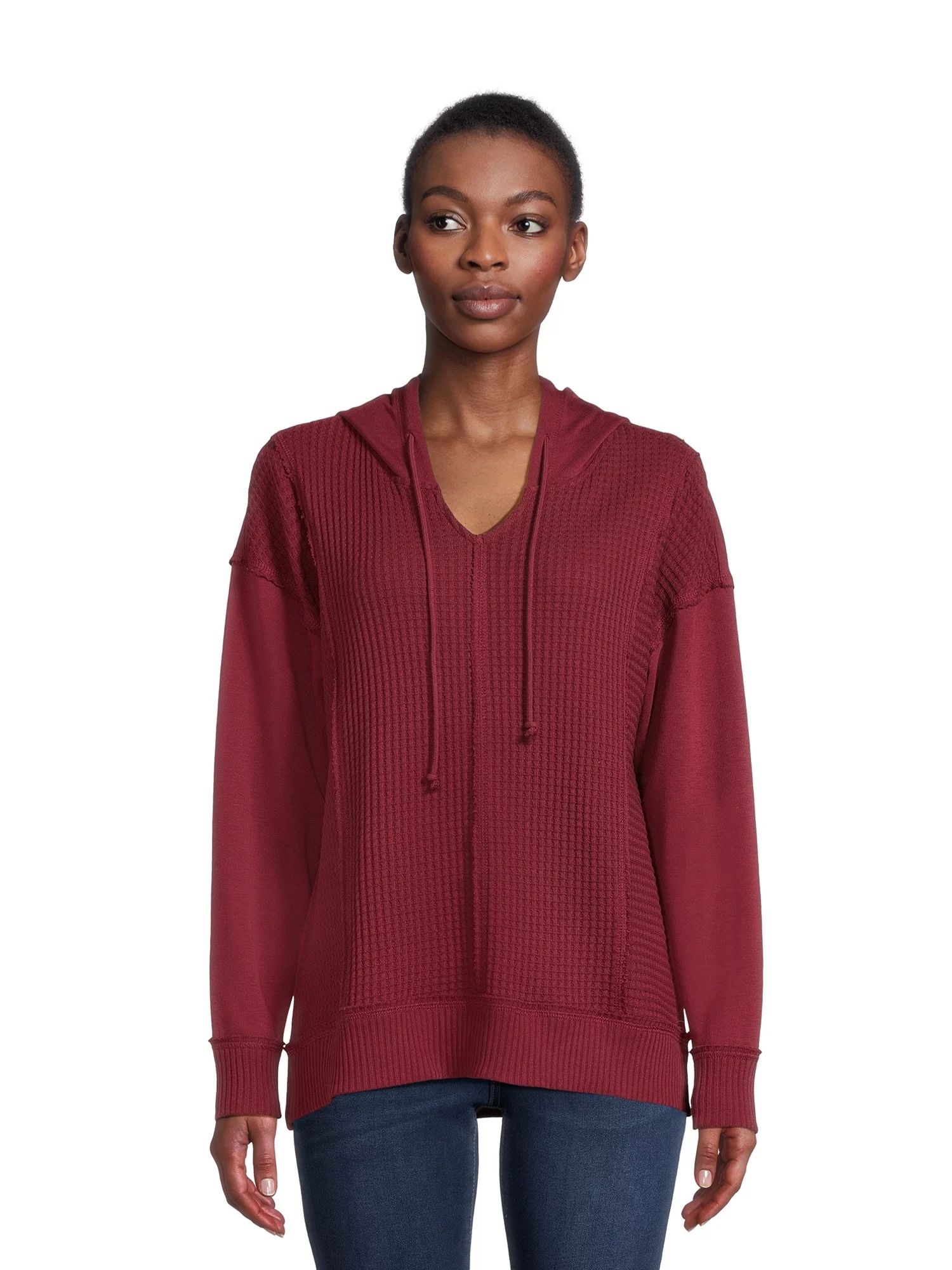 Time and Tru Women's Waffle Texture Hoodie, Sizes S-3XL | Walmart (US)