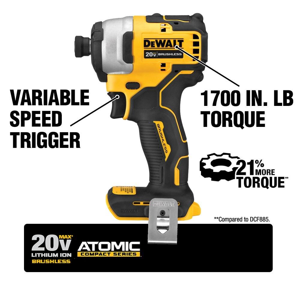 ATOMIC 20-Volt MAX Lithium-Ion Brushless Cordless Compact 1/4 in. Impact Driver with 2 Batteries ... | The Home Depot