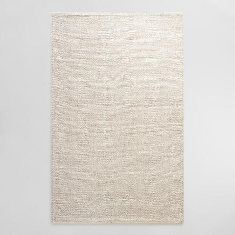 Emilie Ivory Tonal Sweater Wool Area Rug | World Market