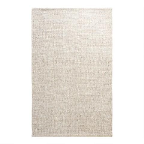 Emilie Ivory Tonal Sweater Wool Area Rug | World Market