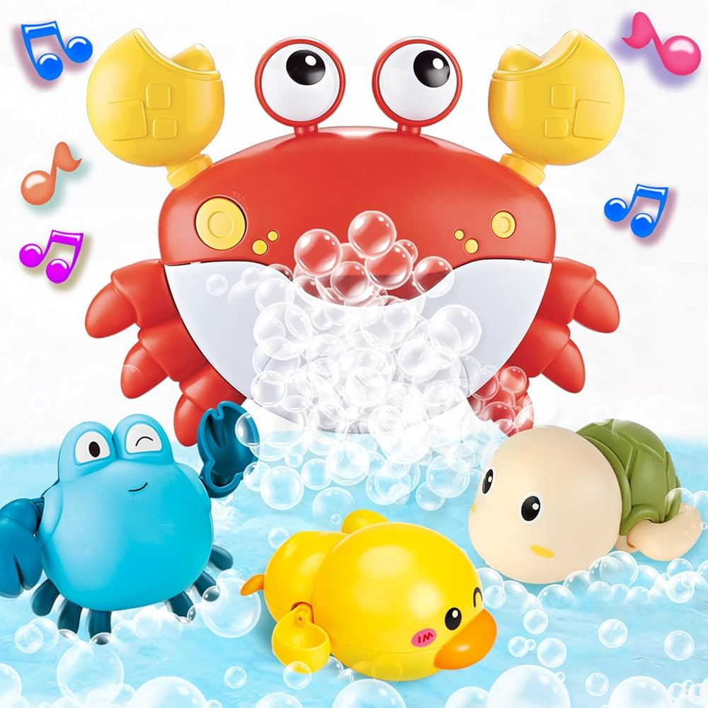 Baby Bath Toys for Toddlers, Crab Bath Bubble Maker with 12 Songs, 3 Pack Wind-up Pool Toys for K... | Amazon (US)