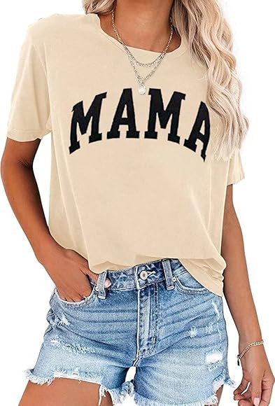 Tomteamell Mama Shirt Womens Short Sleeve Graphic Mom T-Shirts | Amazon (US)