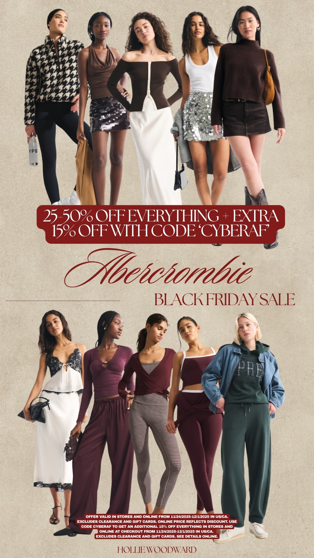 It time! abercrombie's black friday sale is here 🛒

25-50% Off Everything: Offer valid in stores and online from 11/24/2025-12/1/2025 in US/CA. Excludes clearance and gift cards. Online price reflects discount. Use code CYBERAF to get an additional 15% off everything in stores and online at checkout from 11/24/2025-12/1/2025 in US/CA. 

 

#LTKCyberWeek #LTKFindsUnder100 #LTKSaleAlert