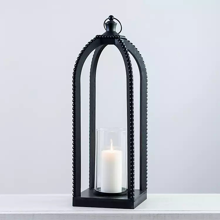 Black Fieldstone Beaded Lantern, 27 in. | Kirklands