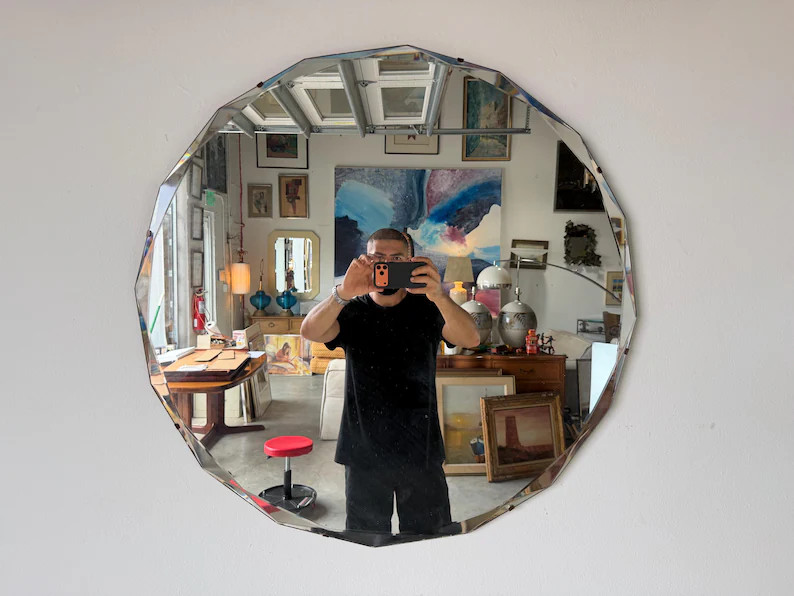1940\u2019s Art Deco Hollywood Regency Beveled Wall Mirror - Etsy | Etsy (Global)