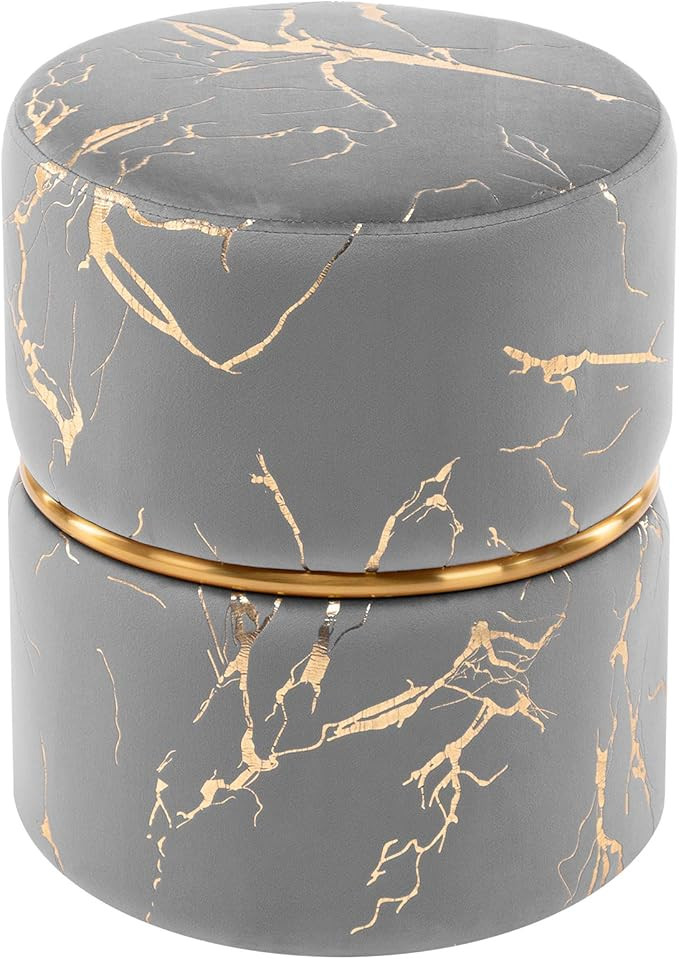Duhome Modern Round Velvet Ottoman Footrest Vanity Stool Bronzed Fabrics Padded Stool for Living ... | Amazon (US)