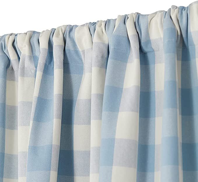 Decoberry Farmhouse Curtains for Living Room - Partial Blackout Curtains 63 Length, Mertie Blue, ... | Amazon (US)