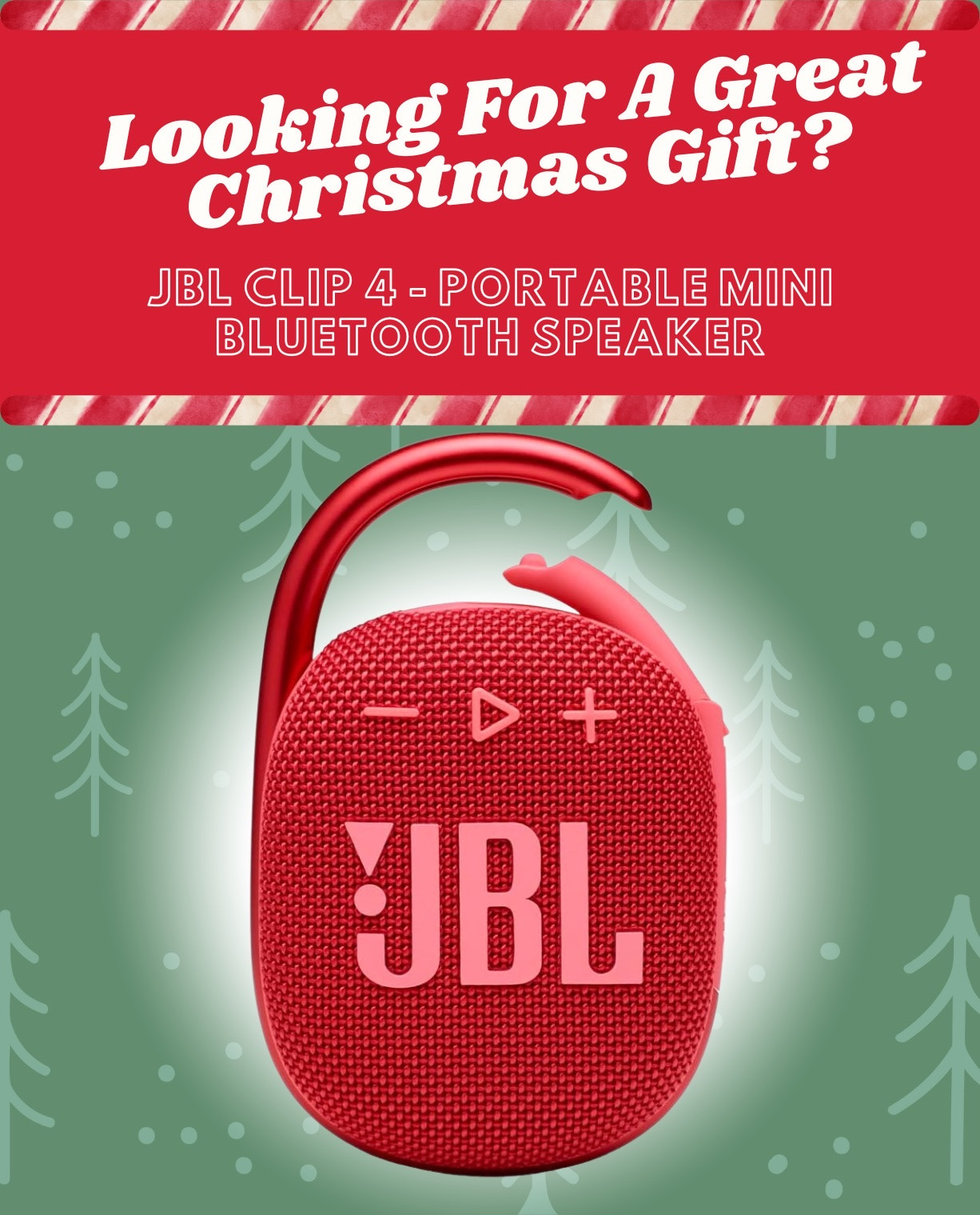 🎶 JBL Clip 4 Bluetooth Speaker – Integrated Carabiner & Waterproof

Take your music anywhere with the JBL Clip 4 Bluetooth Speaker. It features:

Compact and portable design with an integrated carabiner for easy attachment
IP67 waterproof and dustproof rating, making it perfect for outdoor adventures
Rich sound quality despite its small size
Up to 10 hours of battery life for extended listening sessions
Ideal for hiking, beach days, or even hanging out at home.

#LTKFindsUnder50 #LTKGiftGuide #LTKHoliday