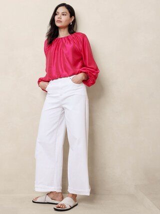 Puff-Sleeve Shirred Blouse | Banana Republic Factory