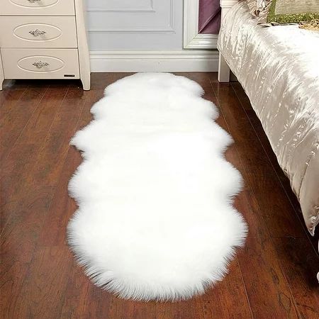 Soft Faux Sheepskin Fur Rug Runner 2 x 6 Ft Sheep Skin Chair Couch Cover White Sheep Skin Fur Area R | Walmart (US)