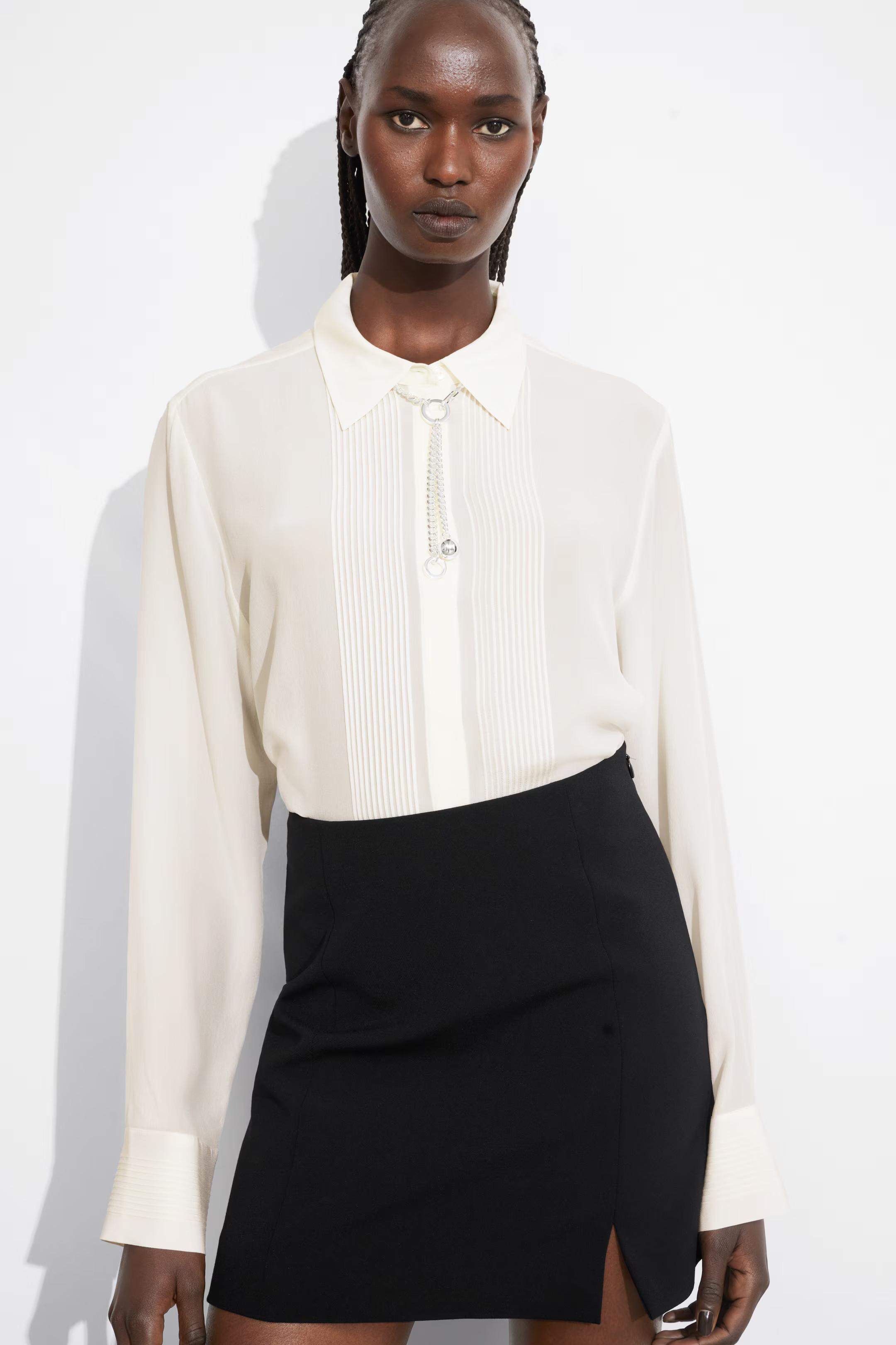 Pintuck-Detailed Silk Shirt | H&M (UK, MY, IN, SG, PH, TW, HK)