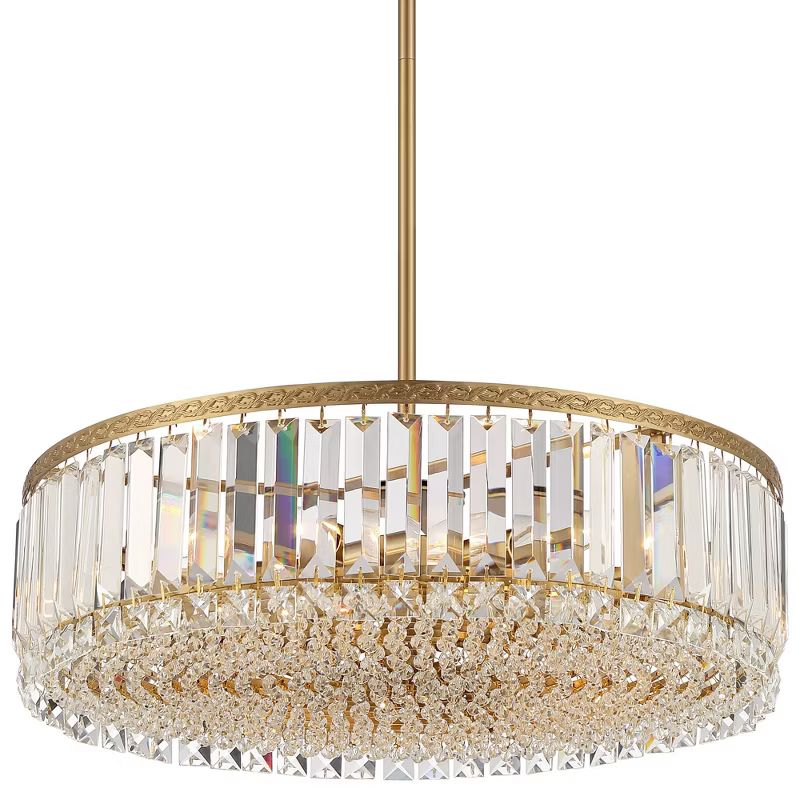 Stiffel Soft Gold Drum Pendant Chandelier 20 1/4" Wide Modern Clear Crystal 5-Light Fixture for D... | Target