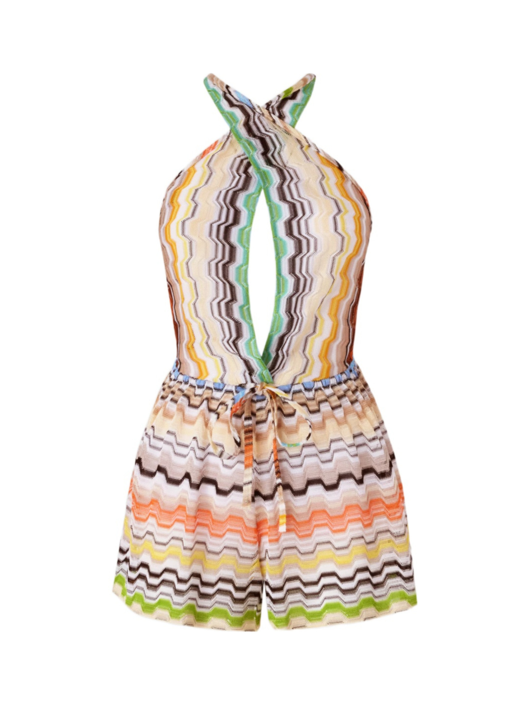 Short jumpsuit in pure viscose with greek motif | Senser US