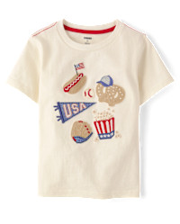 Boys Short Sleeve Embroidered Americana Snacks Top - Nantucket Charm - CREAM | Gymboree | Gymboree