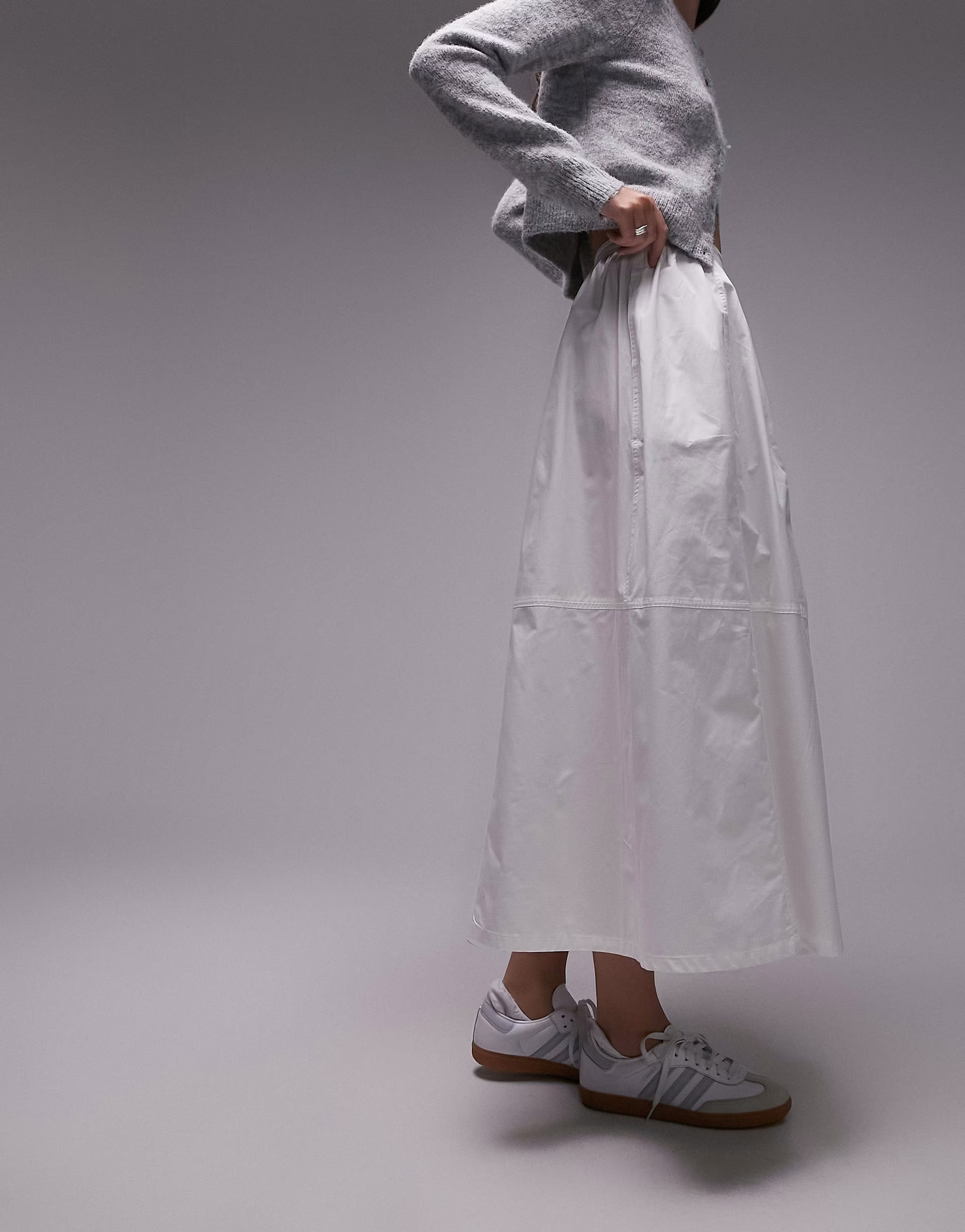 Topshop poplin midi full skirt in white | ASOS (Global)