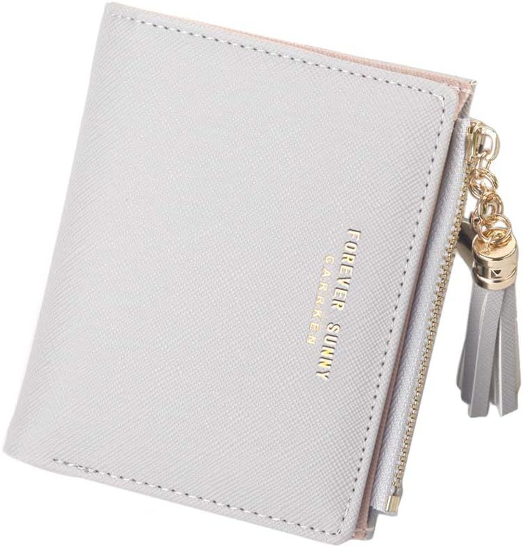 Belsmi Women's Small Compact Slim Leather Mini Wallet Lady Purse Zipper Pocket Card Organizer Bif... | Amazon (US)