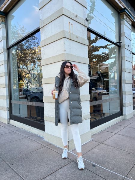 Cropped Hoodie; neutral workout set; tan leggings; new balance sneakers; tortoise sunglasses; brown belt bag;

Puffer Vest is Zara! 

#LTKunder100 #LTKshoecrush #LTKfit