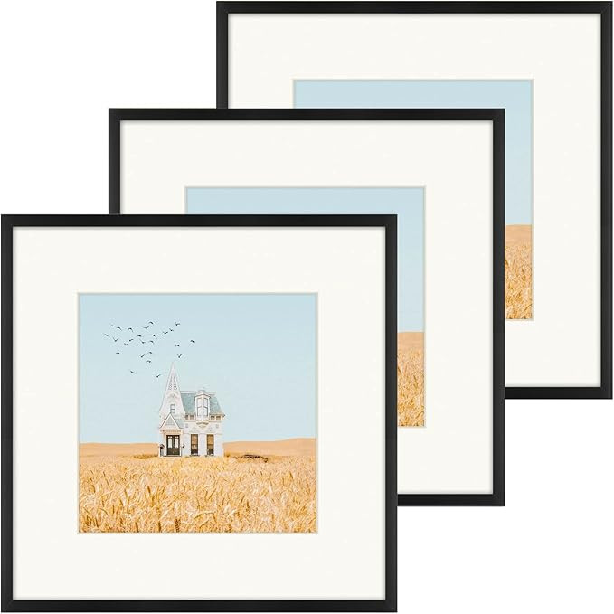Golden State Art, 12x12 Metal Picture Frames with Ivory Color Mat, Fit for 8x8 Picture or 12x12 P... | Amazon (US)