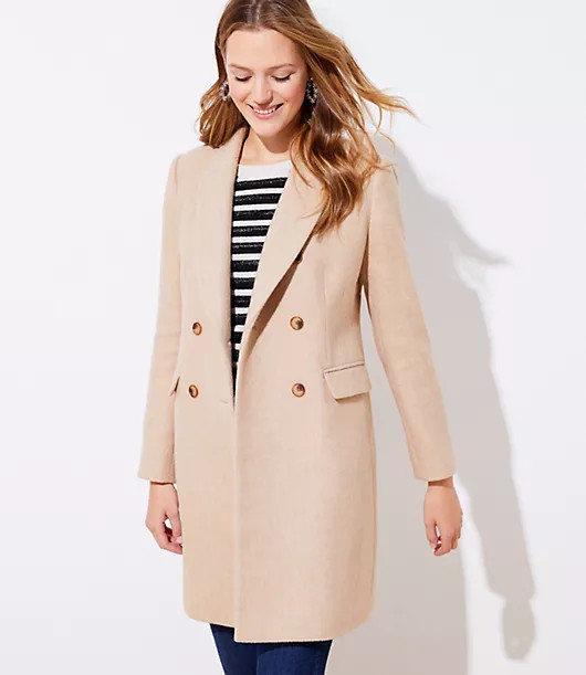Wool Twill Double Breasted Coat | LOFT | LOFT