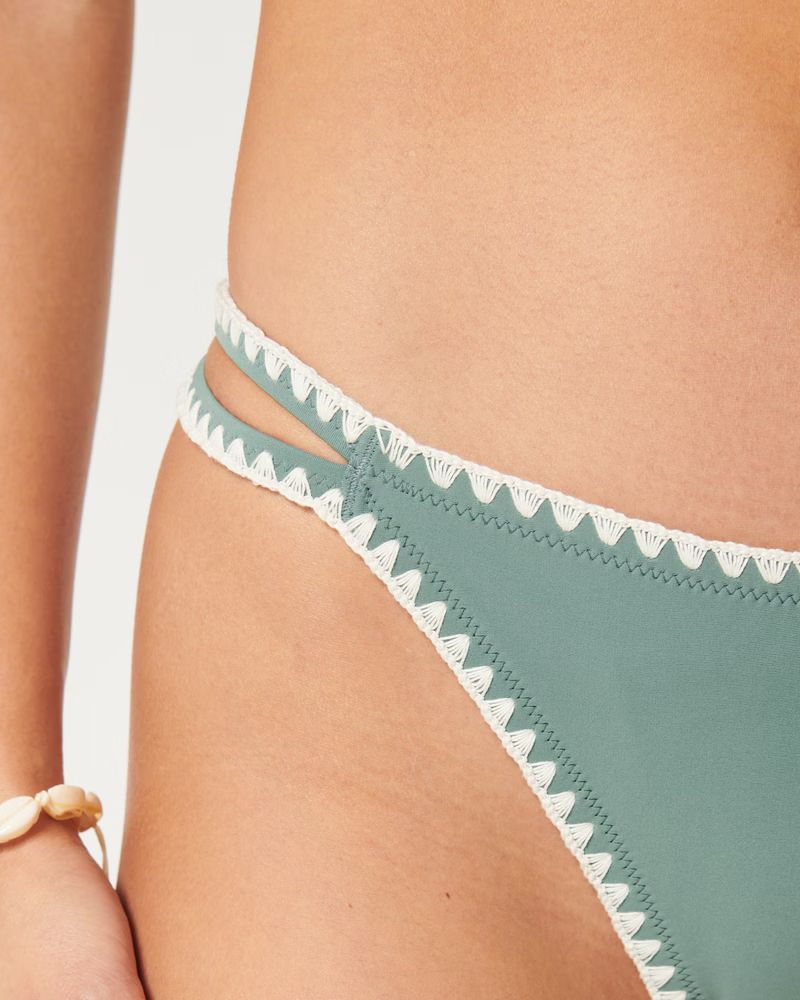Women's High-Leg Embroidered Stitch Strappy Cheekiest Bikini Bottom | Women's Swimwear | Holliste... | Hollister (US)