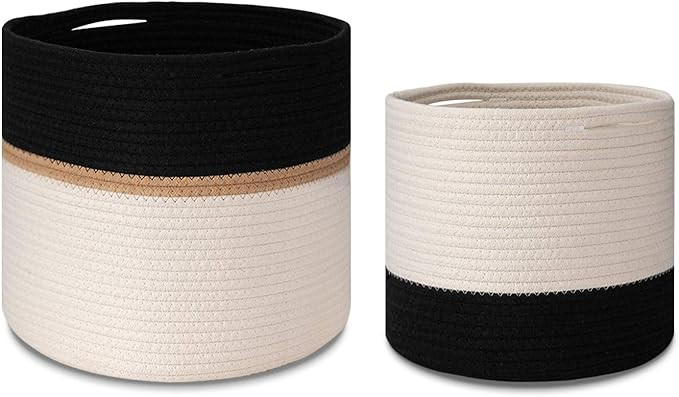 MoonLa 2-Pack Cotton Rope Plant Basket Woven Indoor Planters for Indoor Plants | Storage Basket f... | Amazon (US)