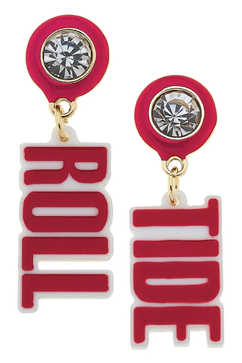 Alabama Crimson Tide Resin Block Letter Earrings | CANVAS