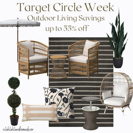 Target Circle week! Save up to 55% off my curated collection of outdoor living decor! @target #target #targethome | patio furniture | outdoor rug | plants | cooler | outdoor dining | outdoor throw toss pillows | umbrella 

#LTKsalealert #LTKhome #LTKxTarget
