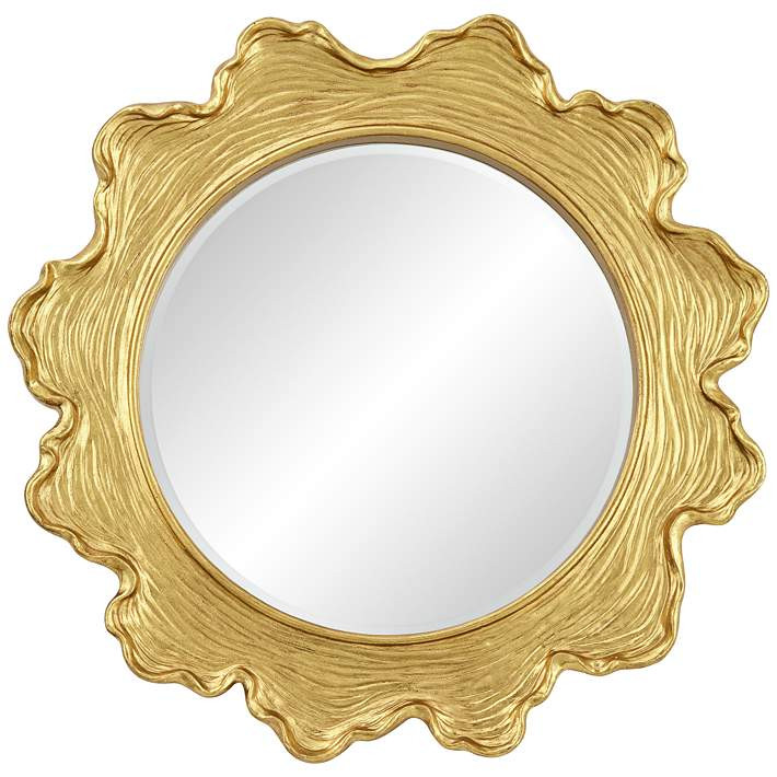 Uttermost Pearla Shiny Gold Leaf 32" Round Wall Mirror - #747J3 | Lamps Plus | Lamps Plus