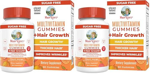 MARYRUTH'S Multivitamin + Hair Growth Gummies | with Lustriva® | Biotin 10000mcg | B Vitamins | Formulated for Thicker Hair, Wrinkles, Fine Lines, Skin Care | Ages 18+ | 30 Servings (Pack of 2) | Amazon (US)